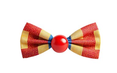 Clown Nose and Colorful Matching Bow Tie for Purim Isolated on transparent background.