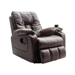 Recliner with Soft Leather Upholstery Isolated on Transparent Background