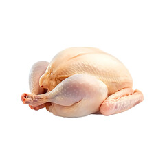 Whole raw chicken isolated on a transparent background.