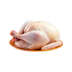 Whole raw chicken isolated on a transparent background.