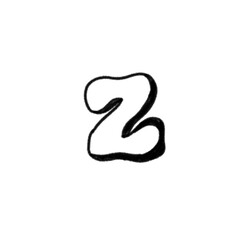 A creative black and white graphic of a stylized lowercase 'z'. Ideal for art, design, and typography projects. Perfect for educational, artistic, or decorative purposes.