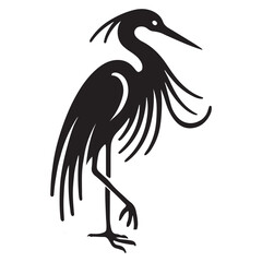 Elegant Heron Silhouette Vector Illustration for Wildlife Designs