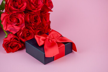 Valentine's Day Greeting Card with Gifts, Hearts and Roses with Space for Text