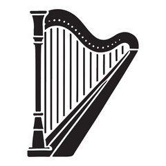 Classic Harp Silhouette Vector Illustration