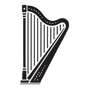 recommend clip art: Silhouette of a Classic Harp Musical Instrument