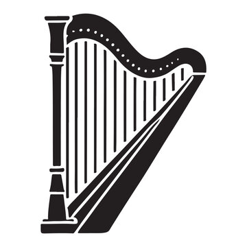 recommend clip art: Classic Harp Silhouette Vector Illustration