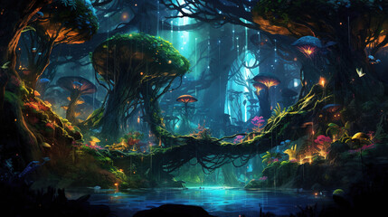 Enchanted Forest Wonderland: A Magical Rain-Soaked Landscape