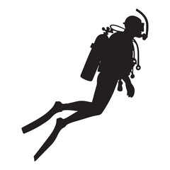 Scuba Diver Silhouette Vector Illustration