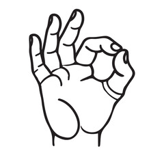 Classic Okay Hand Gesture Line Art Illustration