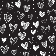 Illustration seamless pattern of heart in Valentine's Day with Doodle concept