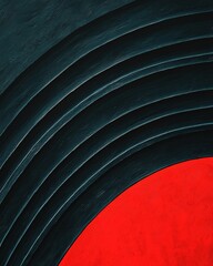 Obraz premium An abstract image featuring concentric black curves surrounding a vibrant red circle, creating a striking visual contrast.