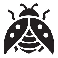 Ladybug with Open Wings Silhouette Vector Illustration