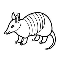 illustration with  silhouette armadillo on white background