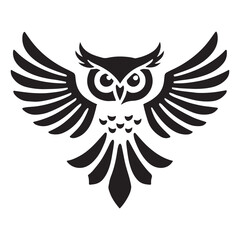 Obraz premium Majestic Owl Silhouette with Spread Wings Vector Illustration