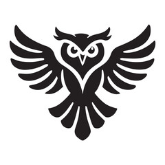 Majestic Owl Silhouette with Spread Wings