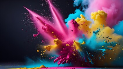 Explosion of vibrant Holi powder in mid-air representing color, energy, celebration, and culture

