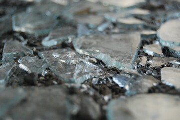 Broken glass of different colors