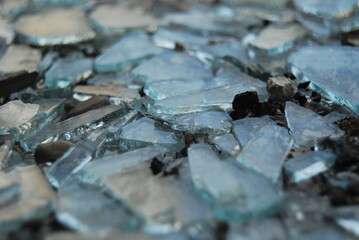 Broken glass of different colors