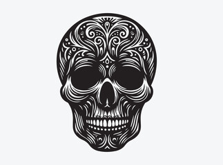 "Black Color Skull Silhouette Vector for Bold Graphic Design Tattoo Art and Minimalist Dark Illustration for Apparel and Digital Projects"