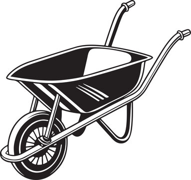 recommend clip art: Wheelbarrow Rustic Tool for Gardening, Silhouette vector art illustration with a white background