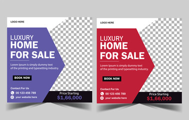 Real estate business social media post and square flyer template