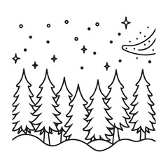 Obraz premium Cozy Hygge Nature: Bold and easy Coloring Page, Line art drawing, black and White Image, relaxing Coloring Page, Coloring page