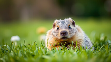 Obraz premium The groundhog animal, or a woodchuck. A rodent.