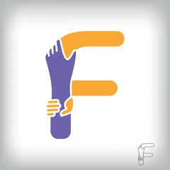 Obraz premium Unique handshake letter F design logo. Collaboration, help, agreement and teamwork corporate company design. 