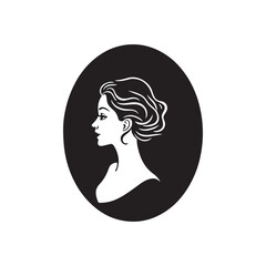silhouette, female profile, oval frame, Victorian style 
