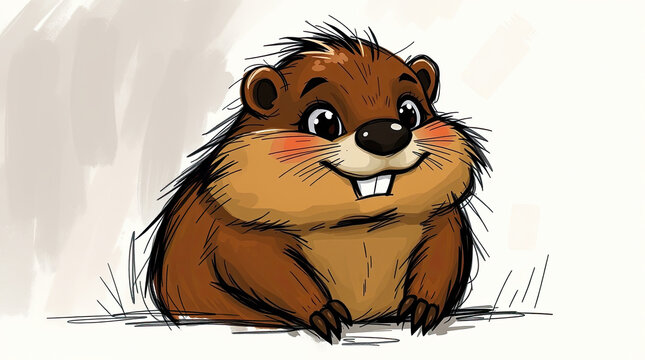 The groundhog animal, or a woodchuck funny illustration.