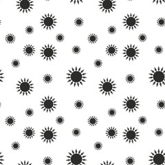 Seamless Vector Pattern with Circles, Sun Shapes, and Flowers on Transparent Background