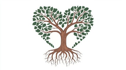 A heart-shaped tree symbolizing love and nature's beauty.