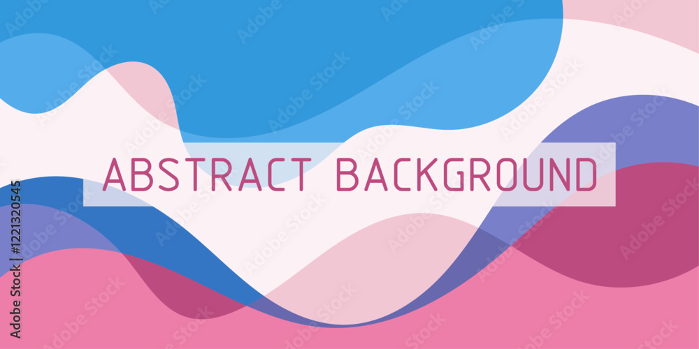 Poster Abstract wavy background of pink and blue colored spots. Vector background made of smooth intersecting color waves.