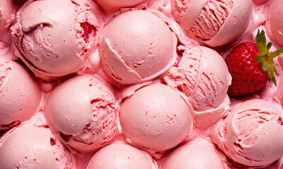 Fresh strawberry ice cream in a creamy texture displayed in a dessert setting ready to be enjoyed