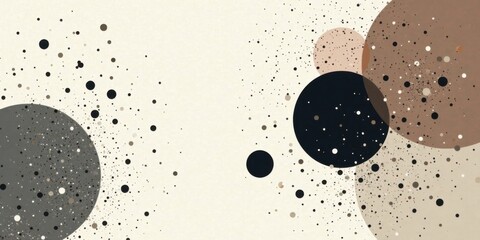 Abstract neutral color palette featuring scattered dots and overlapping circles creating a minimalist design ideal for backgrounds, presentations, and digital designs.