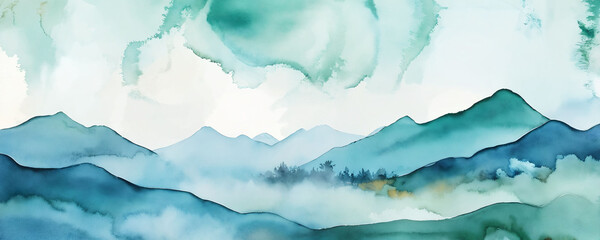 Naklejka premium Stunning mountain landscape in shades of blue showcasing serene natural beauty