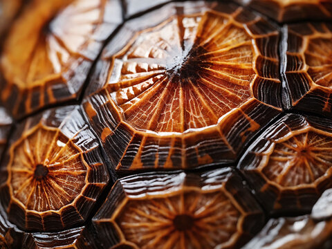 Close-up of an intricate turtle shell showcasing unique patterns and textures found in nature