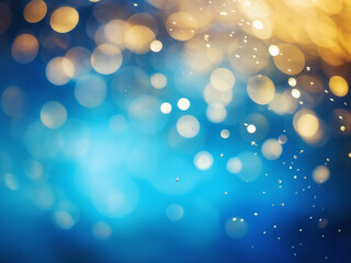 Fototapeta premium Colorful bokeh background created by light reflections and water droplets in a dreamy blue and gold atmosphere