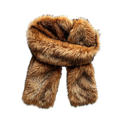 Faux Fur Stole in Soft Caramel Brown Isolated on Transparent Background