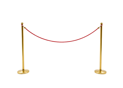 Image of two gold stanchions with a red velvet rope Ideal for websites brochures or event planning materials
