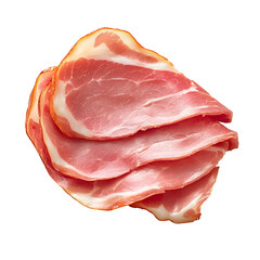 Photography of Pork Ham Slices on Plain White Transparent Background