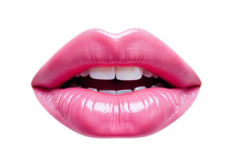 Close-up of glossy pink lips Ideal for beauty cosmetic or fashion advertising High-resolution image