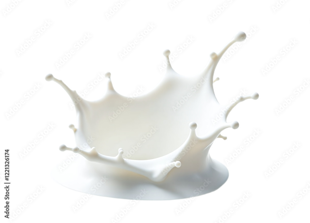 Wall mural A close-up shot of a milk splash against a black background Ideal for food packaging advertisements or as a design element