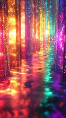 Obraz premium Enchanting Underwater Wonderland of Luminous Shimmer and Prismatic Delight A surreal glittering landscape of light color and movement creating a captivating and visual experience