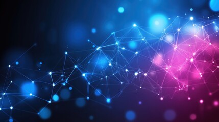 Fototapeta premium Abstract Network Connections Blue Pink Gradient
