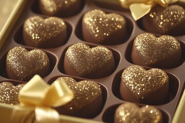 A beautifully wrapped box of chocolates adorned with a charming bow, perfect for Valentine's Day gifting.