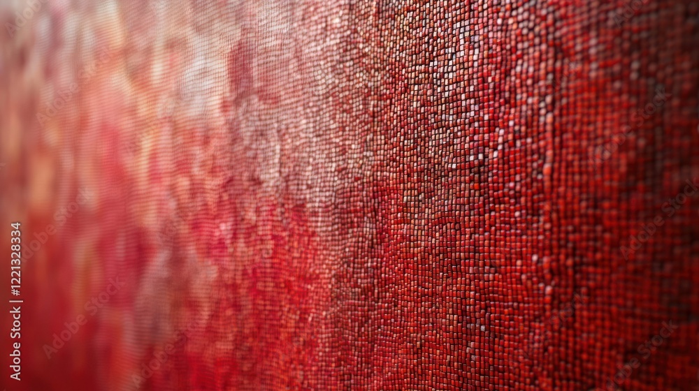 Poster close up of a textured canvas featuring deep reds and subtle variations in hue and pattern