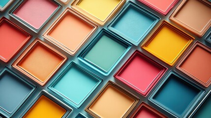 Fototapeta premium Vibrant Square Color Palette in Rows with Vivid Shades and Hues
