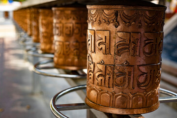 Golden Tibetan Prayer Wheel: A Sacred Symbol of Faith and Meditation