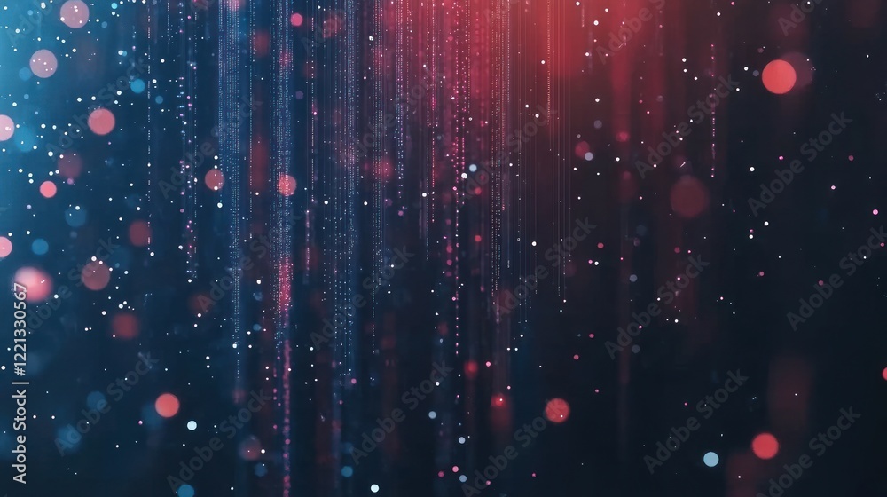 Poster bright circular lights in red and blue form an enchanting abstract background with depth and texture